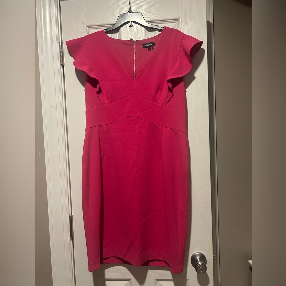 DKNY Fuchsia Flutter Sleeve Mini Dress